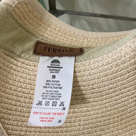 Furtalk Wrap Around Sun Visor Hat - Straw Adjustable Roll Up Packable - Size adj - Picture 5 of 8